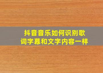 抖音音乐如何识别歌词字幕和文字内容一样