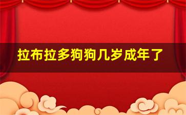 拉布拉多狗狗几岁成年了