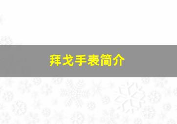 拜戈手表简介