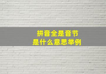 拼音全是音节是什么意思举例