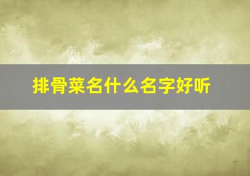 排骨菜名什么名字好听