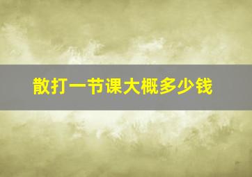 散打一节课大概多少钱