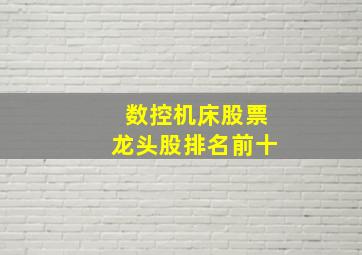 数控机床股票龙头股排名前十