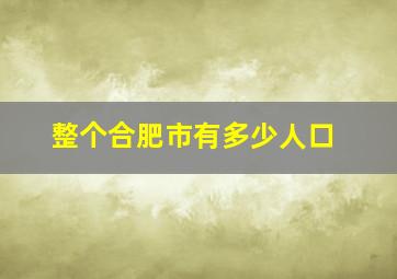 整个合肥市有多少人口