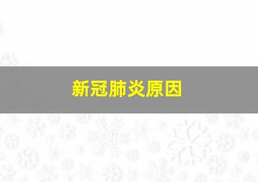 新冠肺炎原因