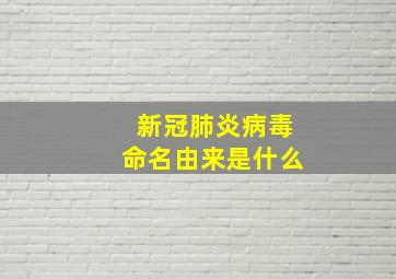 新冠肺炎病毒命名由来是什么