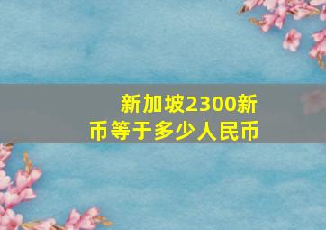 新加坡2300新币等于多少人民币