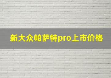 新大众帕萨特pro上市价格