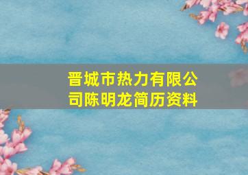 晋城市热力有限公司陈明龙简历资料