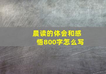 晨读的体会和感悟800字怎么写