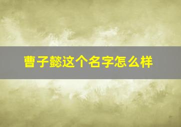 曹子懿这个名字怎么样