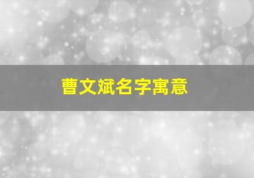 曹文斌名字寓意