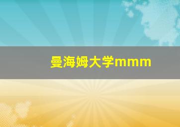 曼海姆大学mmm