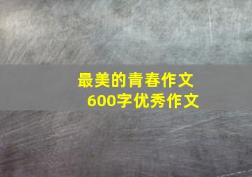 最美的青春作文600字优秀作文