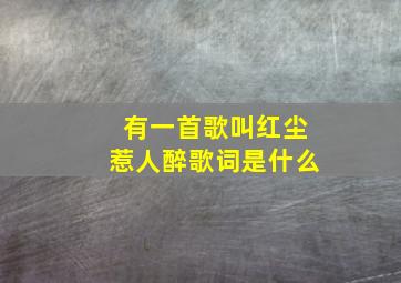 有一首歌叫红尘惹人醉歌词是什么