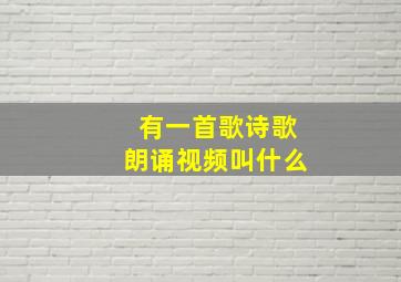 有一首歌诗歌朗诵视频叫什么