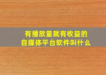 有播放量就有收益的自媒体平台软件叫什么