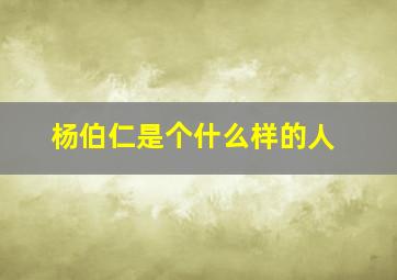 杨伯仁是个什么样的人