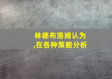 林德布洛姆认为,在各种策略分析