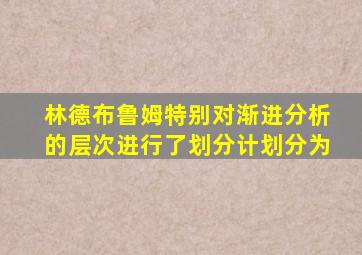 林德布鲁姆特别对渐进分析的层次进行了划分计划分为