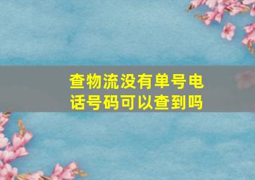 查物流没有单号电话号码可以查到吗