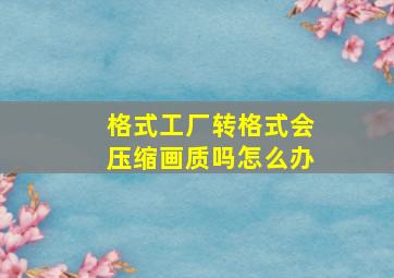 格式工厂转格式会压缩画质吗怎么办