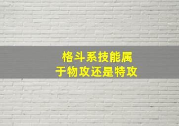 格斗系技能属于物攻还是特攻