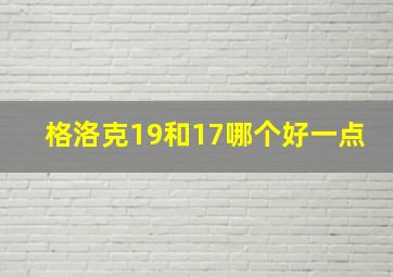 格洛克19和17哪个好一点