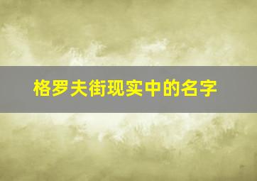 格罗夫街现实中的名字