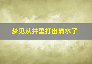 梦见从井里打出清水了