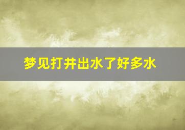 梦见打井出水了好多水