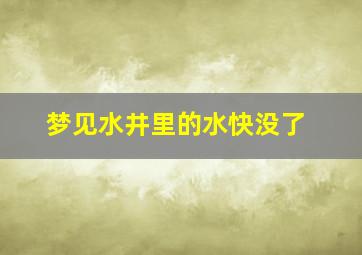 梦见水井里的水快没了