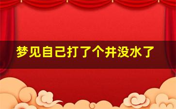 梦见自己打了个井没水了