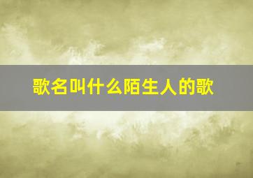 歌名叫什么陌生人的歌