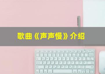 歌曲《声声慢》介绍