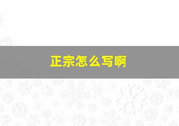 正宗怎么写啊