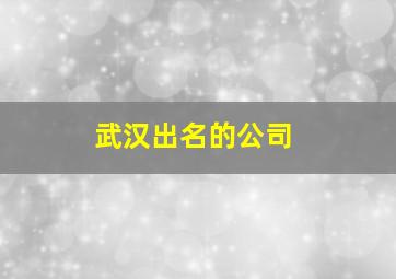 武汉出名的公司