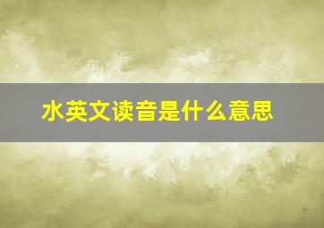 水英文读音是什么意思