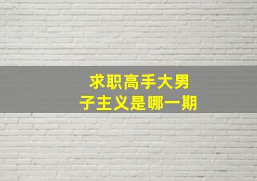 求职高手大男子主义是哪一期