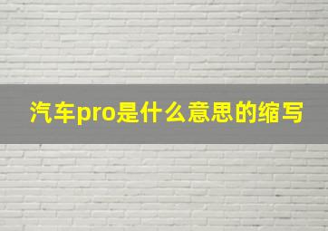 汽车pro是什么意思的缩写