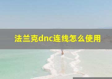 法兰克dnc连线怎么使用