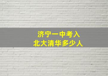 济宁一中考入北大清华多少人