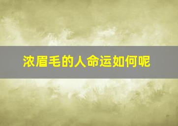 浓眉毛的人命运如何呢