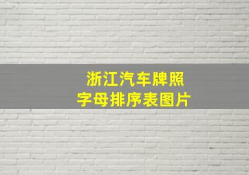 浙江汽车牌照字母排序表图片