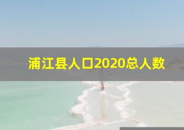 浦江县人口2020总人数