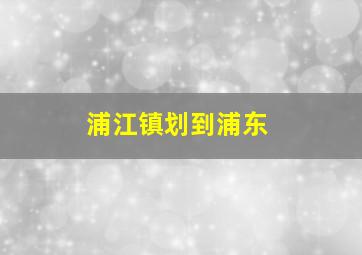 浦江镇划到浦东