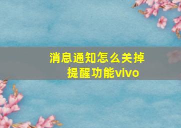 消息通知怎么关掉提醒功能vivo