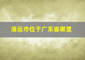 清远市位于广东省哪里