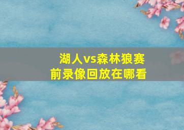 湖人vs森林狼赛前录像回放在哪看