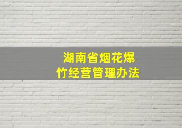 湖南省烟花爆竹经营管理办法